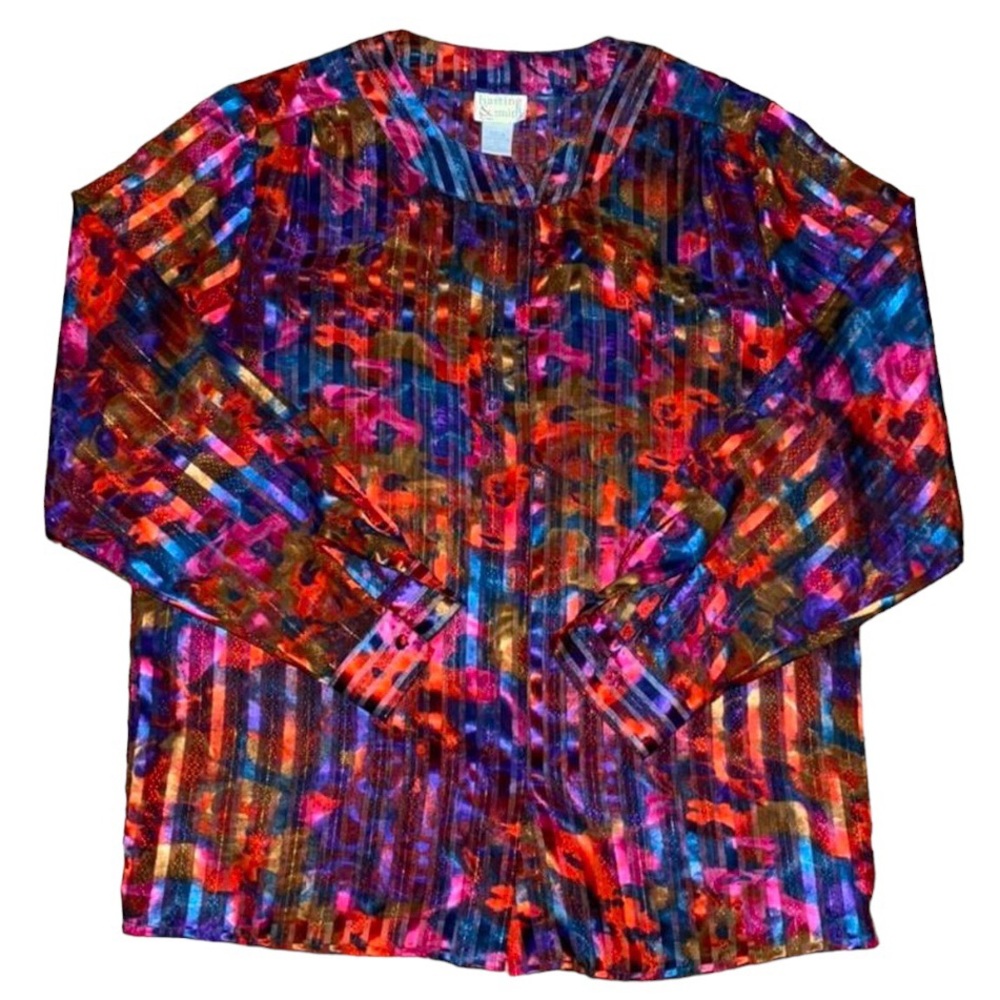 ⭐️Host Pick⭐️Hasting & Smith Watercolor Striped Button Up Blouse Size 12